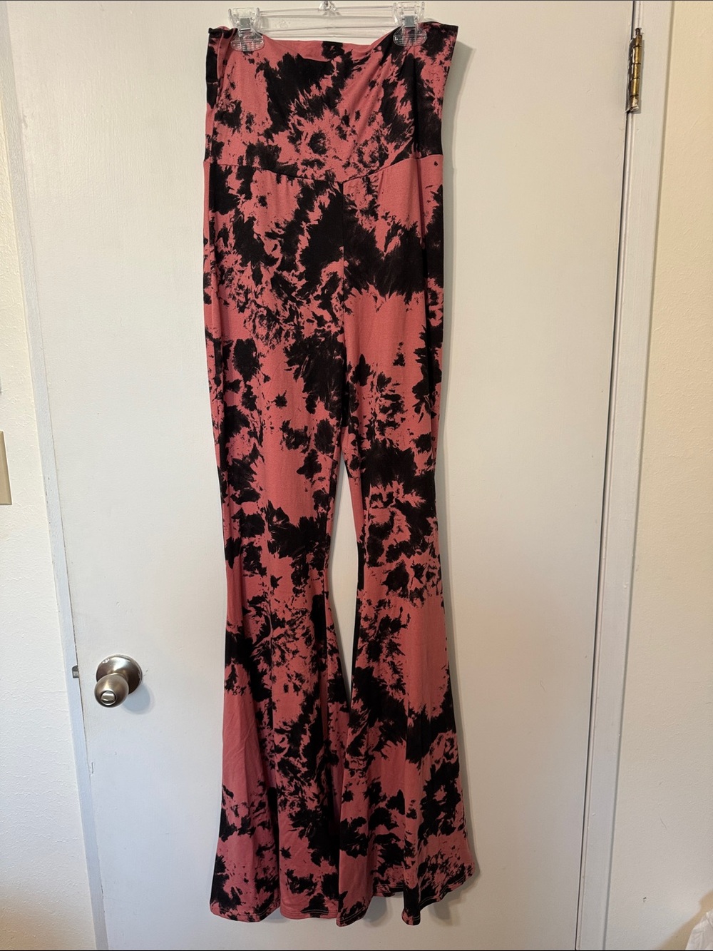Tie-Dye Boot Cut Jumpsuit Pants - Pink & Black